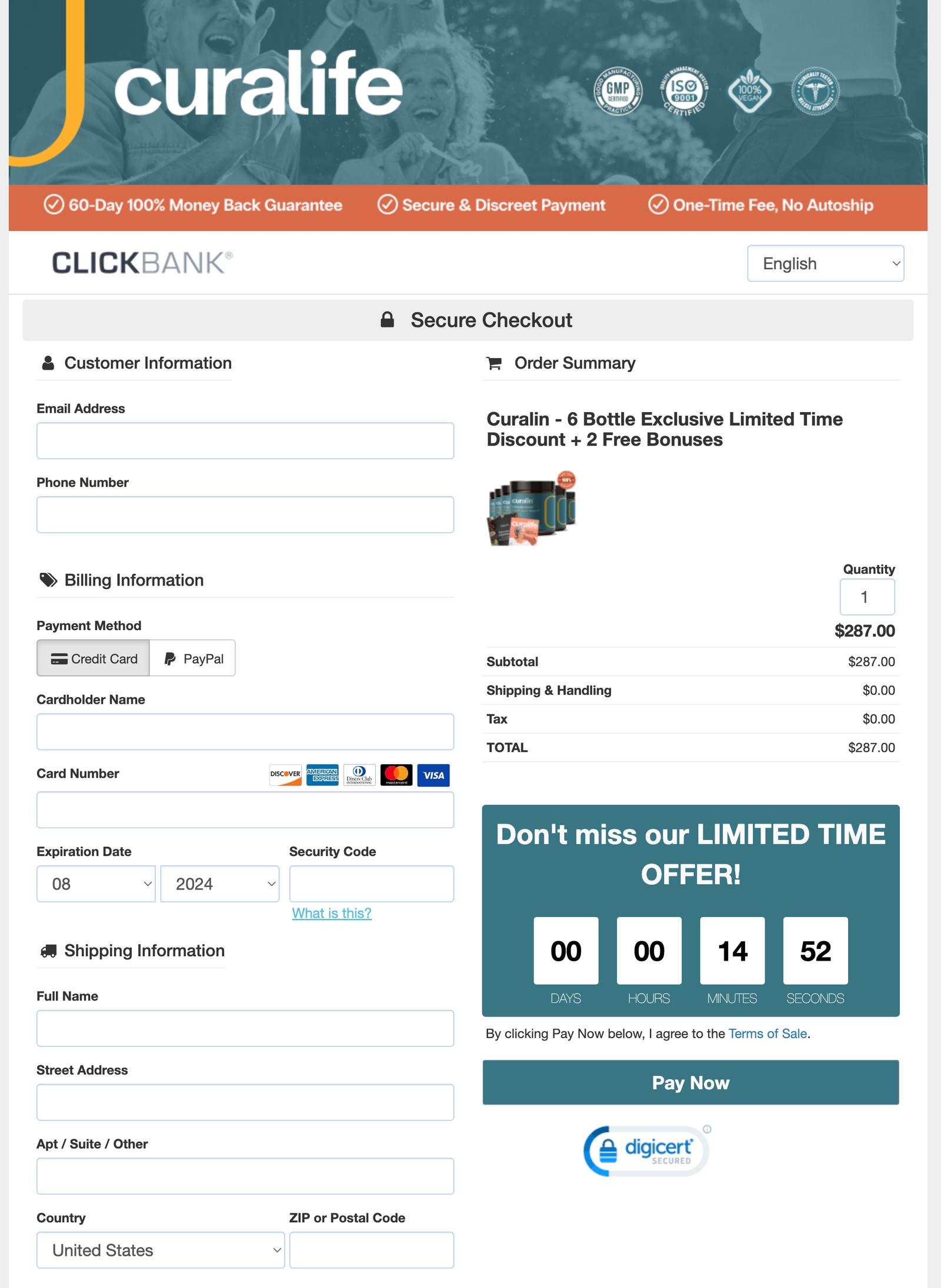 Curalife Official Website Secure Order Page